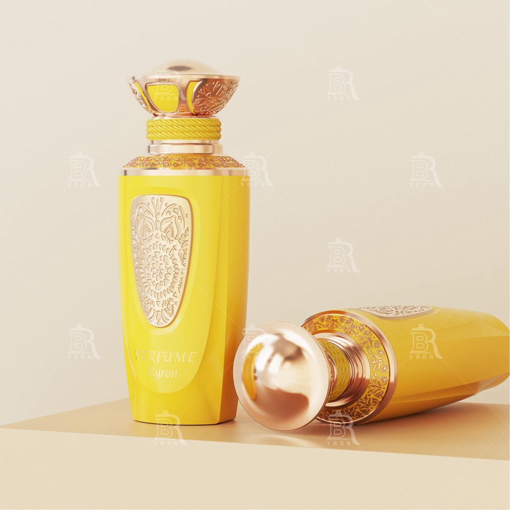 Byron 100ml Yellow Embossed Perfume Bottle &ndash; Royal Gold Accent Classic Luxury Design