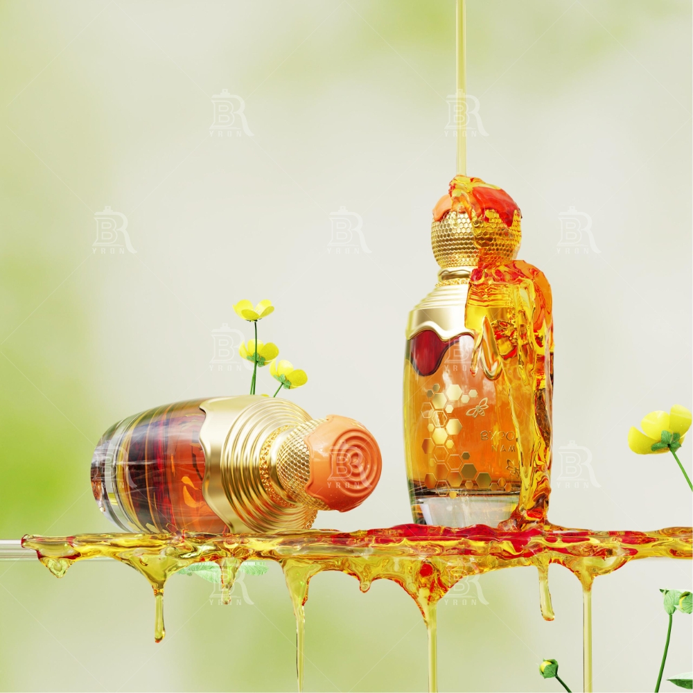 Byron 100ml White Floral Perfume Bottle &ndash; Golden Honeycomb Accent Elegant Design