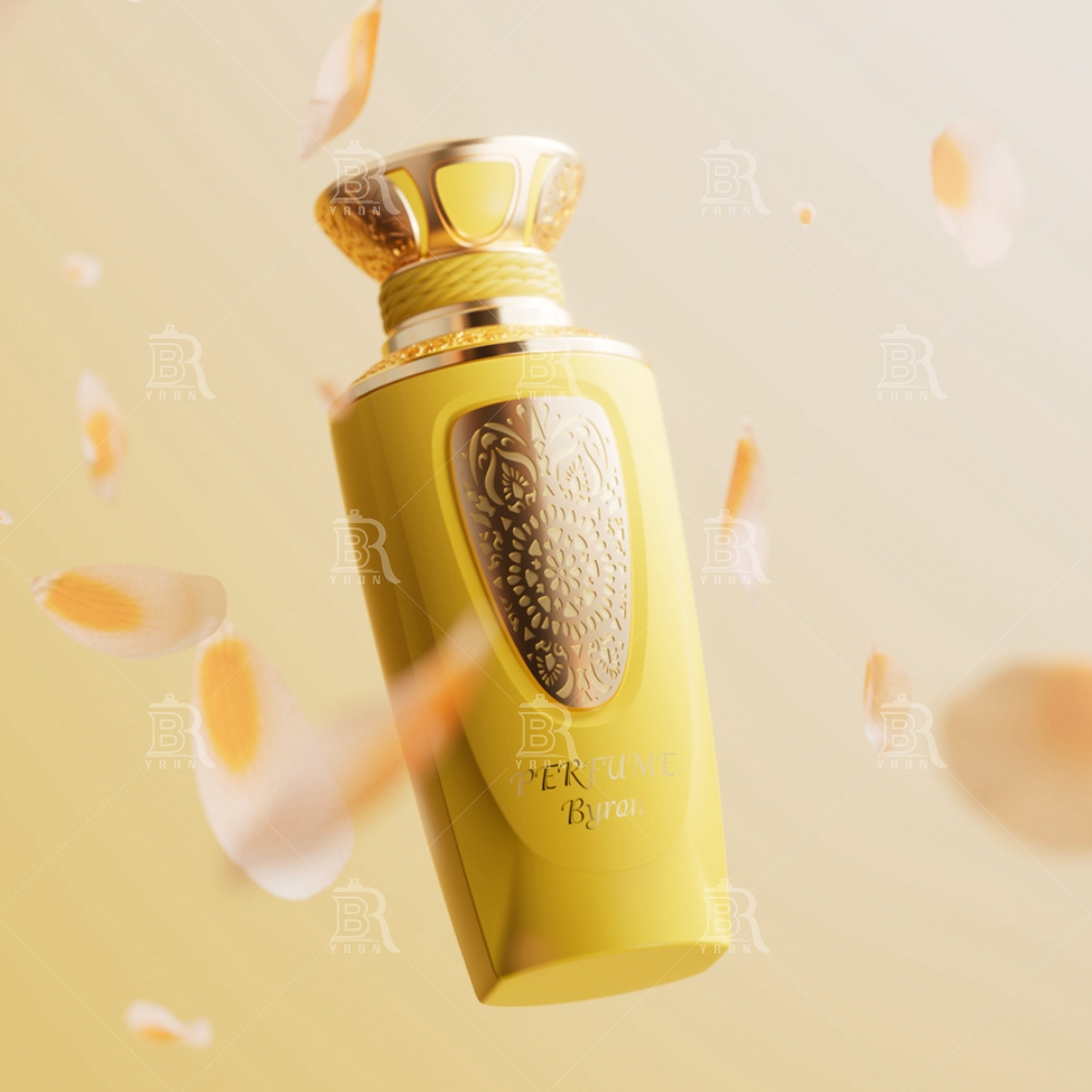 Byron 100ml Yellow Embossed Perfume Bottle &ndash; Royal Gold Accent Classic Luxury Design