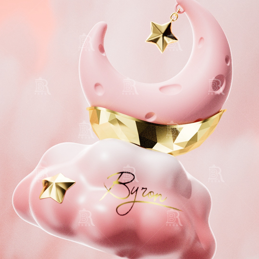 Byron 100ml Pink Moon & Cloud Perfume Bottle &ndash; Celestial Dreamy Luxury Fragrance Design