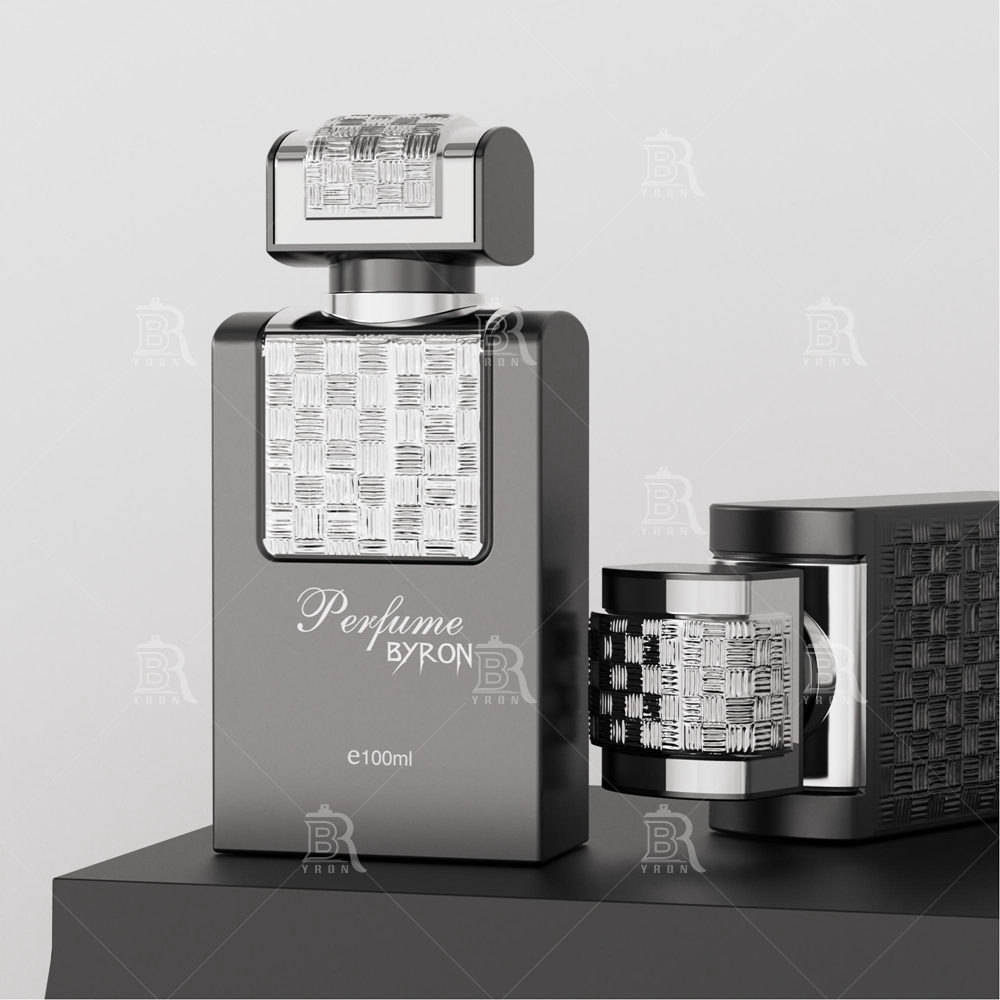 Byron 100ml Black Woven Texture Perfume Bottle &ndash; Sophisticated Matte Finish Fragrance