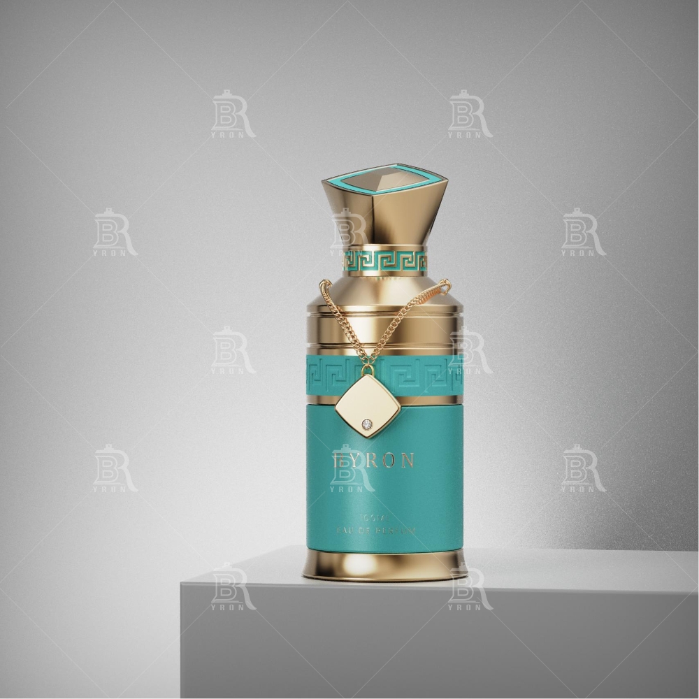 Byron 100ml Perfume Bottle &ndash; Teal & Gold Geometric Luxury Fragrance Container