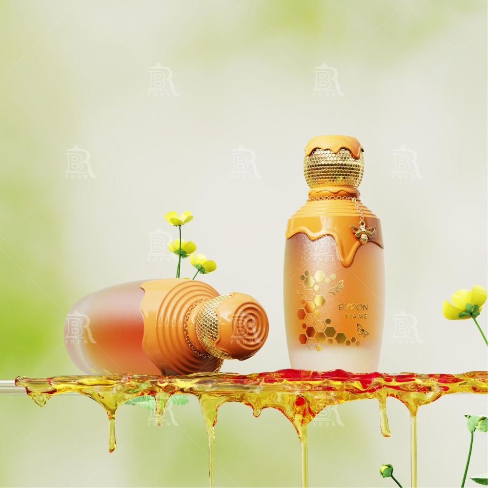 Byron 100ml White Floral Perfume Bottle &ndash; Golden Honeycomb Accent Elegant Design