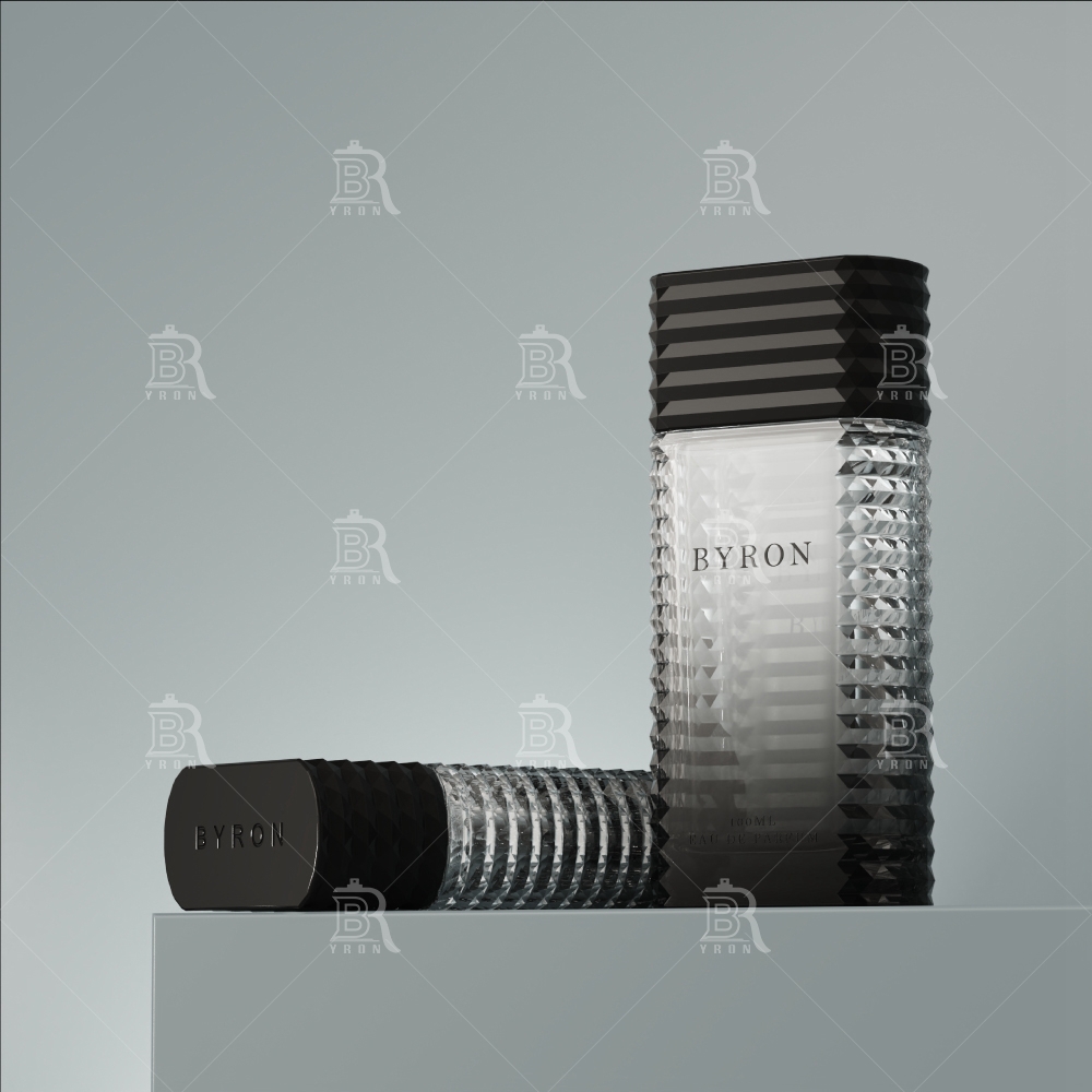 Byron 100ml Black Ribbed Perfume Bottle &ndash; Modern Textured Glass Luxury Fragrance Container