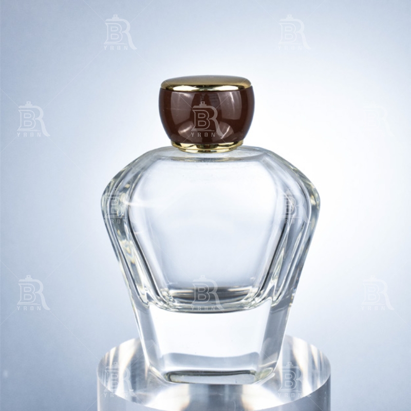 Geometric Style 100ml Perfume Bottle with Frosted Finish and Gold Accent Cap