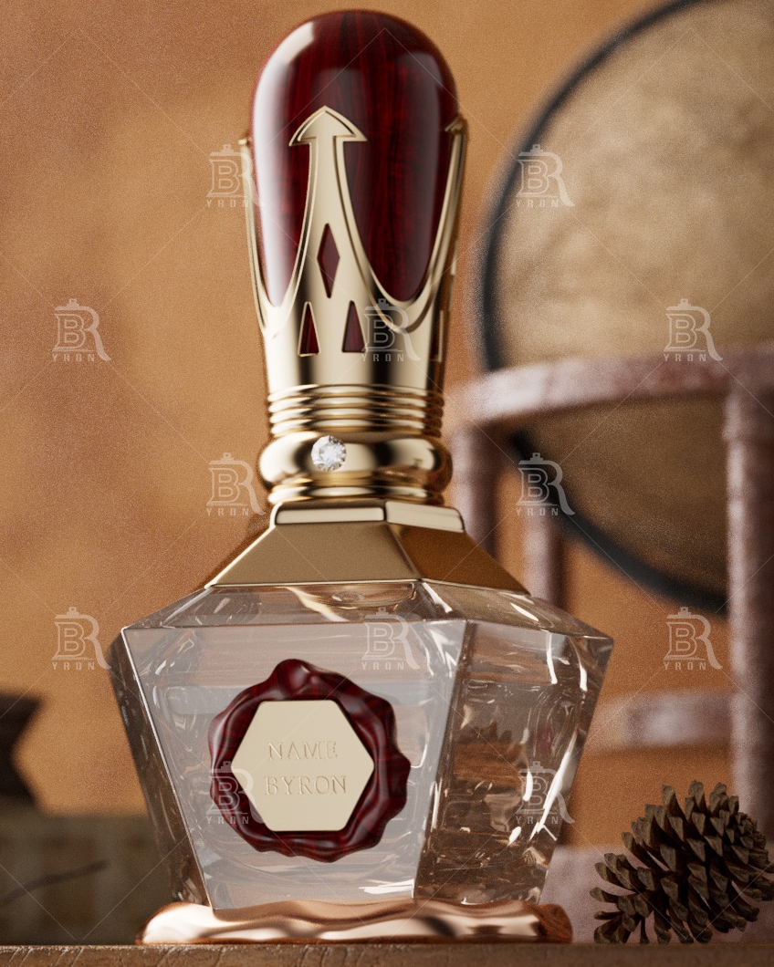100ml Perfume Bottle Packaging_BYRON Crown Cap_Tortoiseshell Top_Crystal Faceted Bottle