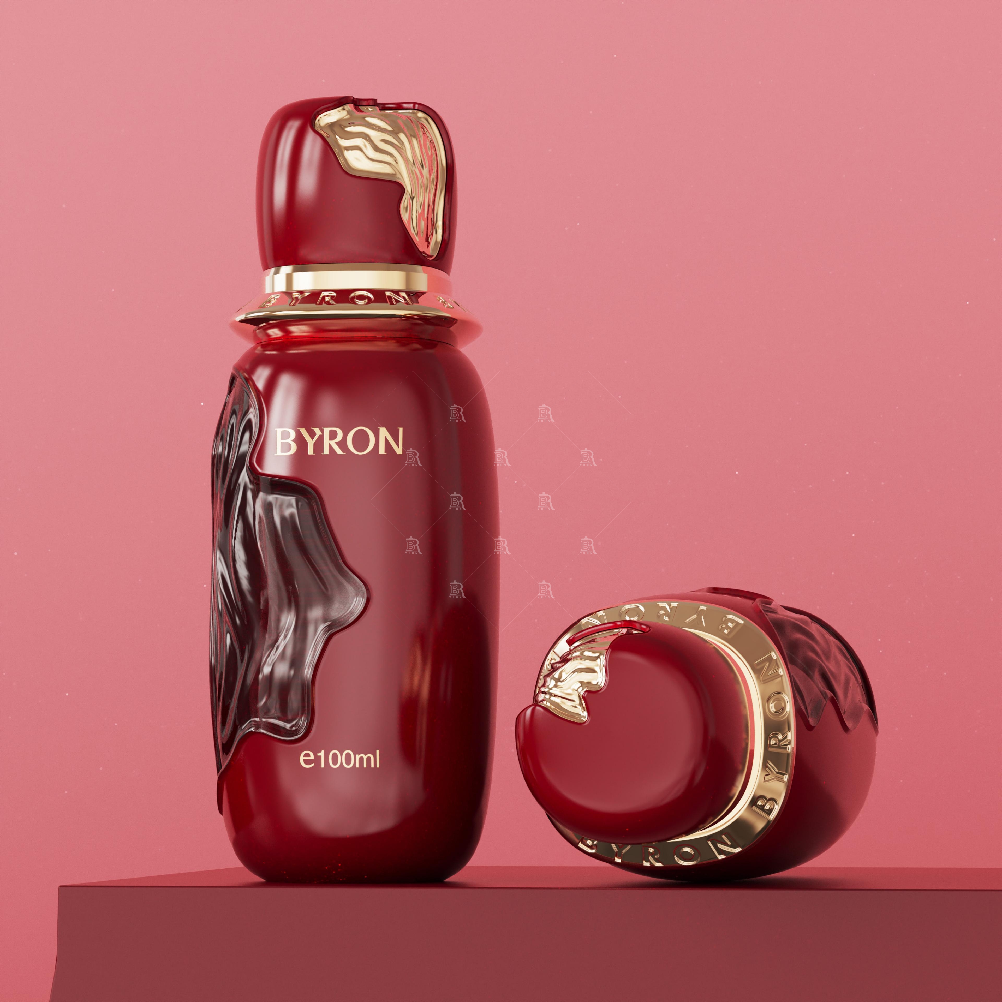 100ml BYRON Perfume Bottle_Multi-color Lacquer Bottle_Metal Embossed Cap Custom