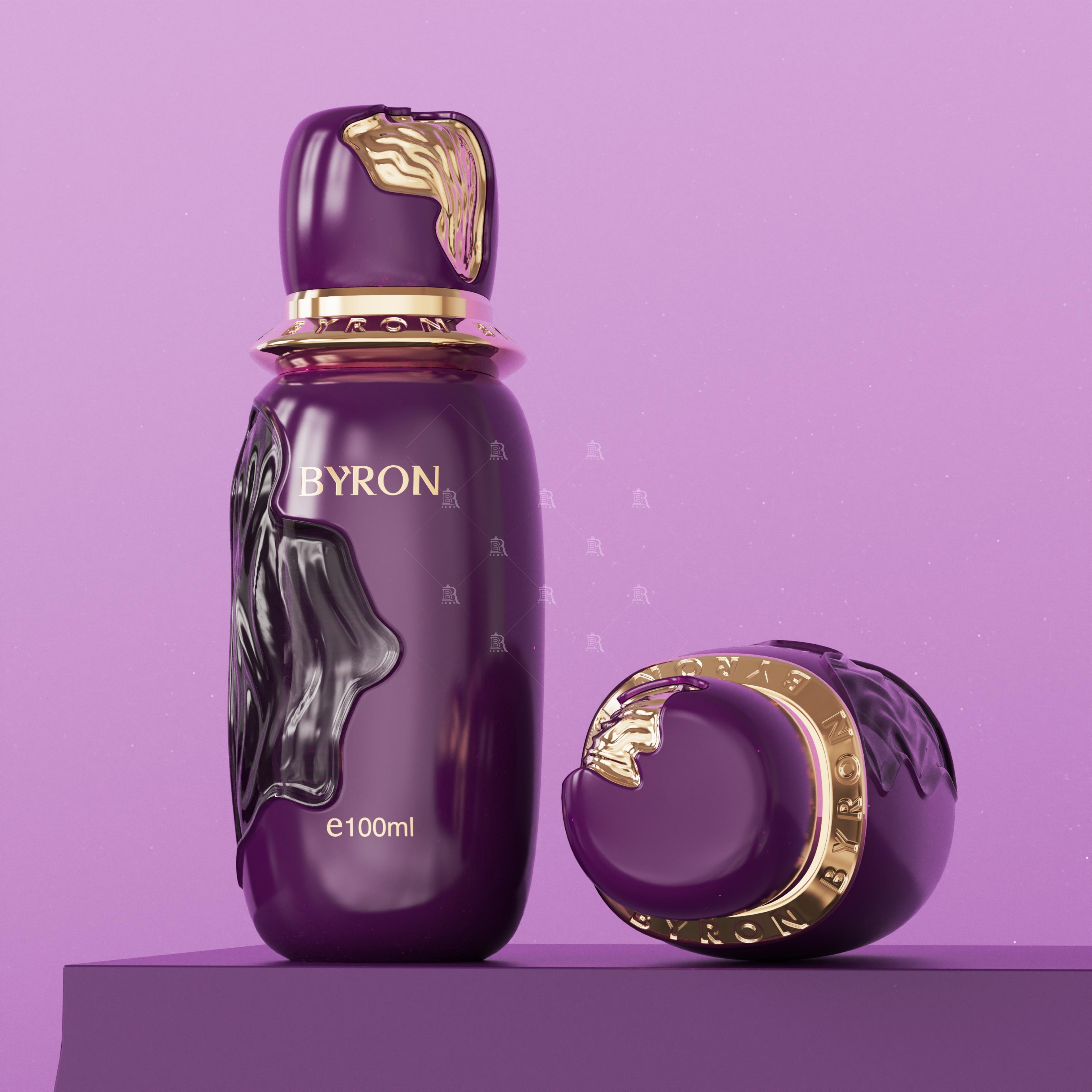 100ml BYRON Perfume Bottle_Multi-color Lacquer Bottle_Metal Embossed Cap Custom