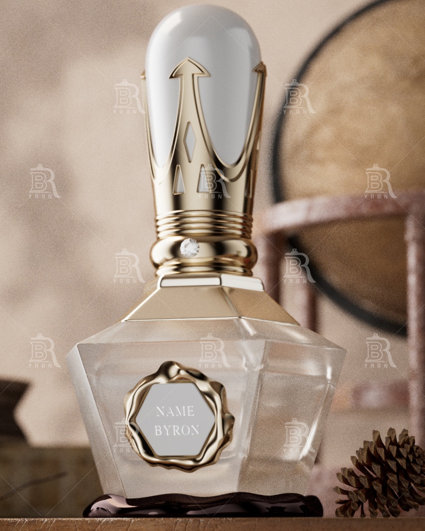 100ml Perfume Bottle Packaging_BYRON Crown Cap_Tortoiseshell Top_Crystal Faceted Bottle