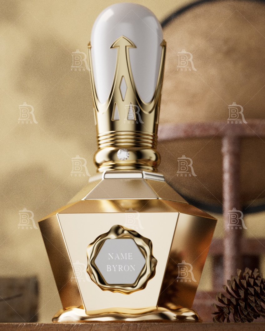 100ml Perfume Bottle Packaging_BYRON Crown Cap_Tortoiseshell Top_Crystal Faceted Bottle