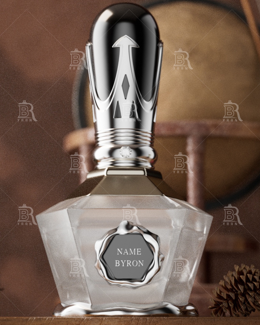 100ml Perfume Bottle Packaging_BYRON Crown Cap_Tortoiseshell Top_Crystal Faceted Bottle